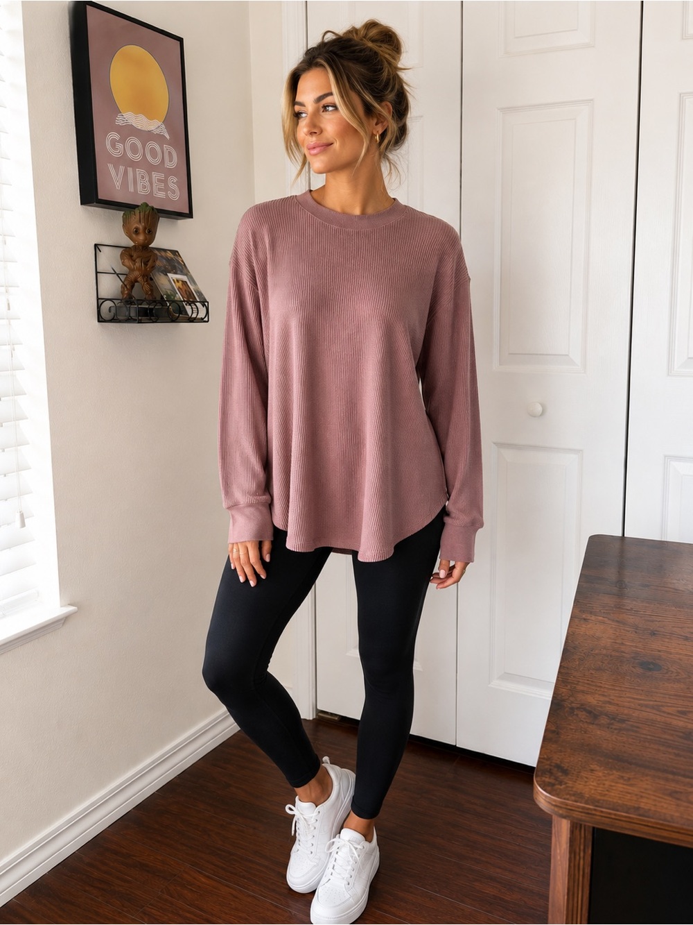 Abercrombie & Fitch Soft A&F Cozy Waffle Knit Long Sleeve Oversized Size XS